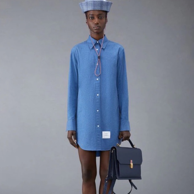 New Thom Browne Flannel Easy Fit Shirtdress